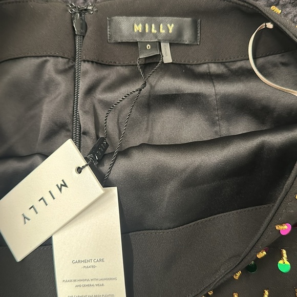 NWT MILLY Modern Mini Sequins Beaded Skirt Black & Rainbow $325 Revolve 0 - Picture 8 of 8
